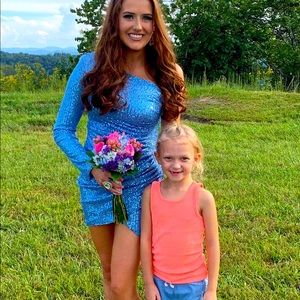 Fashion nova blue sequin dress